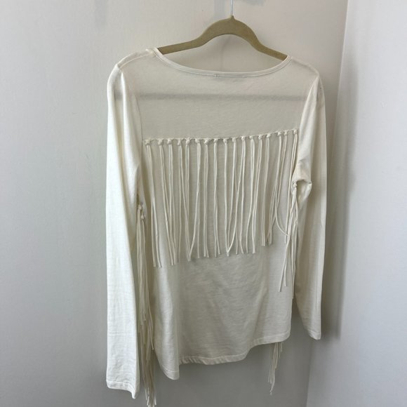 OUI • Fringe Long-Sleeve T-shirt • Cream - Picture 7 of 9